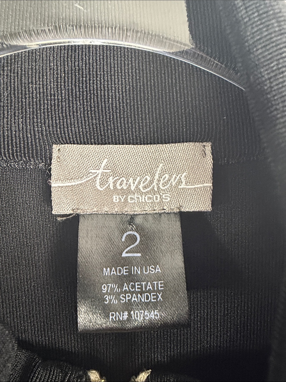 Chico’s Travelers Black Liquid Knit Zip Utility Jacket 2 L Stretch - Picture 3 of 5